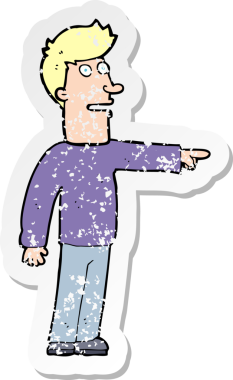 Bir insan tarafından çizilmiş karikatür adamın gerilmiş çıkartması.