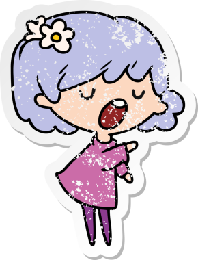 Bir insan tarafından çizilmiş sevimli bir kawai kızının sıkıntılı karikatür çizimi