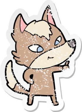 Bir insan tarafından çizilmiş dost canlısı bir kurdun sıkıntılı çıkartması.