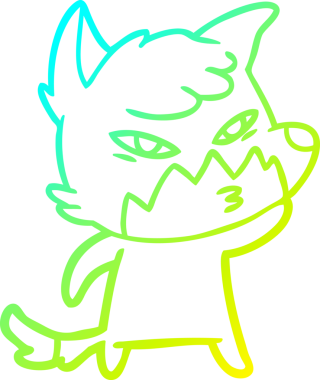 Bir insan tarafından çizilmiş akıllı bir tilkinin soğuk çizgi çizimi.