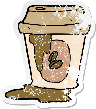 Bir insan tarafından çizilmiş dağınık bir kahve fincanı çıkartması.