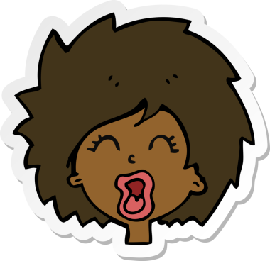 Bir insan tarafından çizilmiş çığlık atan bir karikatür kadının çıkartması.