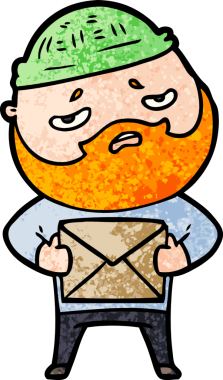 Bir insan tarafından çizilmiş sakallı endişeli bir adam.