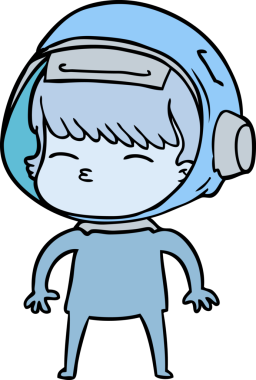 Bir insan tarafından çizilmiş meraklı astronot çizgi filmi.