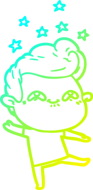 Bir insan tarafından çizilmiş, heyecanlı bir çizgi film çizimi.