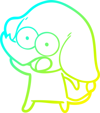 Bir insan tarafından çizilmiş şirin bir filin soğuk gradyan çizgisi