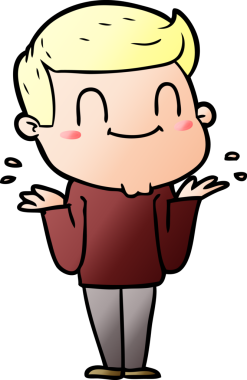 Bir insan tarafından çizilmiş çizgi film dostu bir adam.