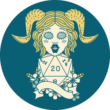 Retro Dövme Biçimi Bir insan tarafından çizilmiş doğal yirmi zar atışıyla düzenleme