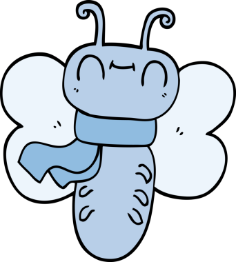 Bir insan tarafından çizilmiş komik bir kelebek.