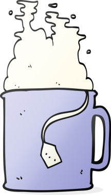 Bir insan tarafından çizilmiş serbest çizim çay kupası.