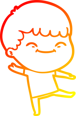 Bir insan tarafından çizilen mutlu bir çocuğun sıcak çizgi çizimi.