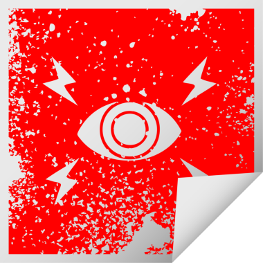 Bir insan tarafından çizilmiş mistik bir gözün kare soyulmuş çıkartması.