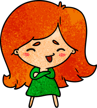 Bir insan tarafından çizilmiş sevimli bir kawai kızının desenli çizimi.