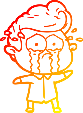 Bir insan tarafından çizilmiş, ağlayan bir çizgi film karakteri.