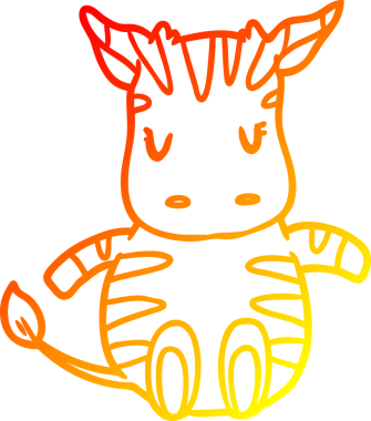 Bir insan tarafından çizilmiş sevimli bir zebranın sıcak çizgi çizimi