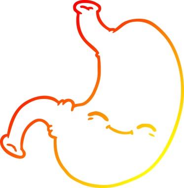 Bir insanın çizdiği karikatür karnının sıcak çizgi çizimi