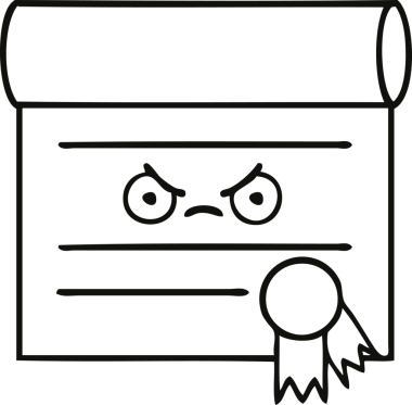 Bir insan tarafından çizilmiş bir sertifikanın çizgi çizimi