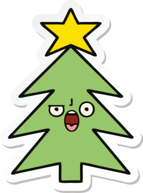 Bir insan tarafından çizilmiş şirin bir noel ağacının çıkartması.