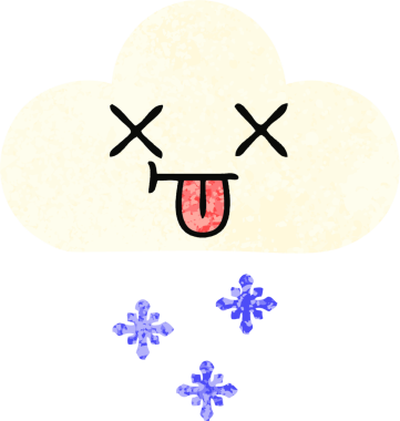 Bir insan tarafından çizilmiş bir kar bulutunun retro çizim tarzı karikatürü