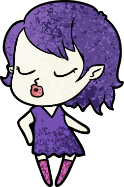 Bir insan tarafından çizilmiş şirin vampir kız çizgi filmi.