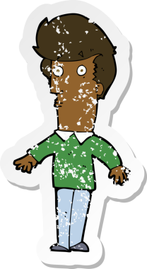 Bir insan tarafından çizilmiş bir karikatürün gerilimli çıkartması.