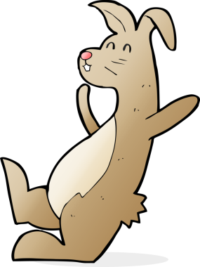 Bir insan tarafından çizilmiş çizgi film tavşanı.