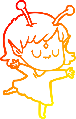 Bir insan tarafından çizilmiş bir uzaylı kız çizgi çizimi.