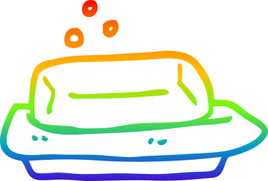 Bir insan tarafından çizilmiş bir sabun ve yemeğin gradyan çizimi.