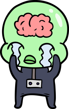 Bir insan tarafından çizilmiş koca beyinli bir uzaylı ağlaması.