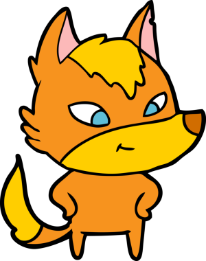 Bir insan tarafından çizilmiş tilki çizgi film karakteri