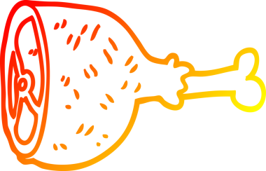 Bir insan tarafından çizilmiş iyi pişmiş etin sıcak çizgi çizimi.