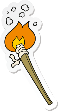 Bir insan tarafından çizilmiş yanan meşale çıkartması.