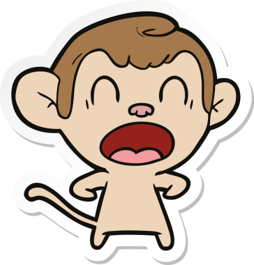 Bir insan tarafından çizilmiş bağıran çizgi film maymunu çıkartması.