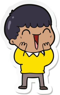 Bir insan tarafından çizilmiş mutlu bir adamın çıkartması.