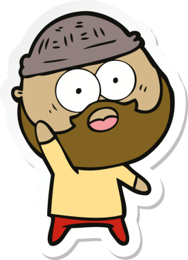 Bir insan tarafından çizilmiş, sakallı bir adamın çıkartması.