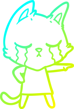 Bir insan tarafından çizilmiş, ağlayan bir çizgi film kedisinin soğuk çizgi çizimi.