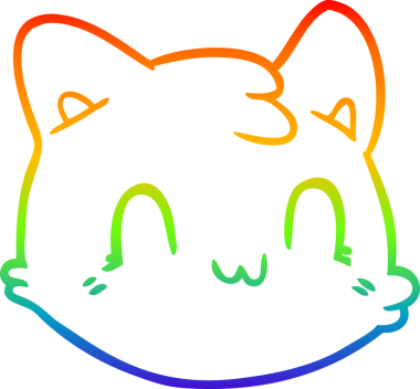 gökkuşağı gradyan çizgi çizimi bir insan tarafından çizilmiş bir kedi yüzü