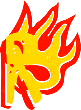 Bir insan tarafından çizilmiş yanan bir karikatür.