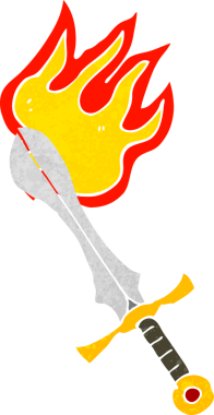 Bir insan tarafından çekilen yanan bir kılıç.