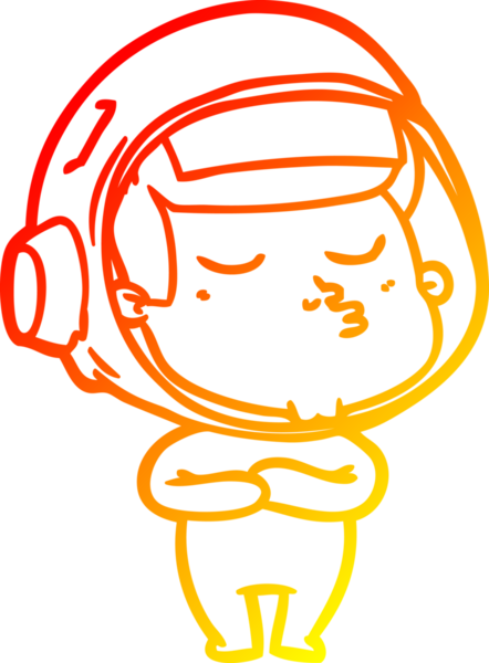 Bir insan tarafından çizilmiş kendinden emin bir astronotun sıcak çizgi çizimi