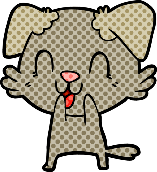 Bir insan tarafından çizilmiş gülen çizgi film köpeği.