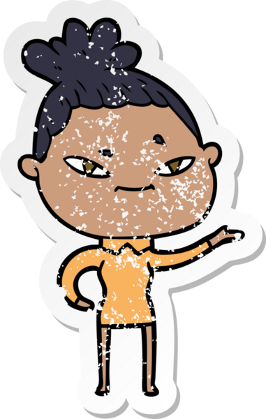 Bir insan tarafından çizilmiş karikatür bir kadının sıkıntılı çıkartması.