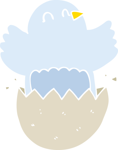 Bir insan tarafından çizilmiş düz renkli çizgi film kuluçkaya yatmış tavuk.