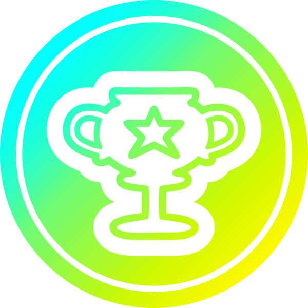 Kupa kupası dairesel simgesi, bir insan tarafından çizilmiş gradyan bitiş.