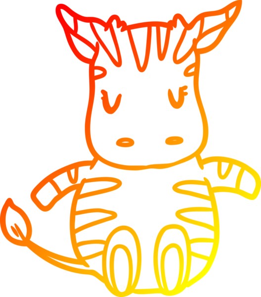 Bir insan tarafından çizilmiş sevimli bir zebranın sıcak çizgi çizimi