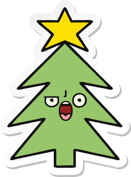 Bir insan tarafından çizilmiş şirin bir noel ağacının çıkartması.