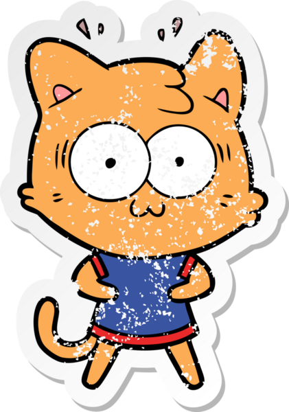 Bir karikatür çıkartması bir insan tarafından çizilmiş kediye şaşırttı.