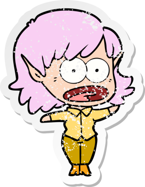 Bir karikatürün sıkıntılı çıkartması bir insan tarafından çizilmiş elf kızı şok etti.