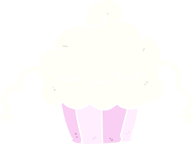 Bir insan tarafından çizilmiş düz renkli çizgi film keki.