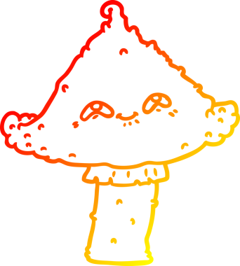 Bir insan tarafından çizilmiş bir mantarın sıcak çizgi çizimi.